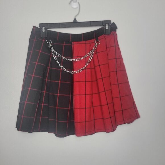 Social Collision Dresses & Skirts - Social Collision black red plaid chain punk emo grunge mini skirt size medium